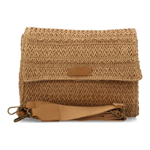 Bandolera de rafia para mujer, diseño moderno y comodo, compartimento principal con boton de iman