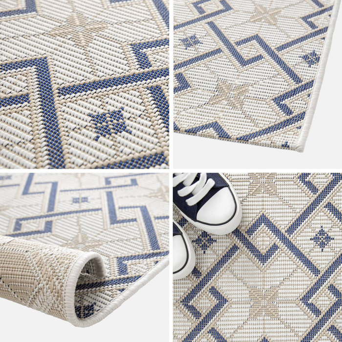Tapis intérieur/extérieur vintage crème beige bleu Angie 120x170cm