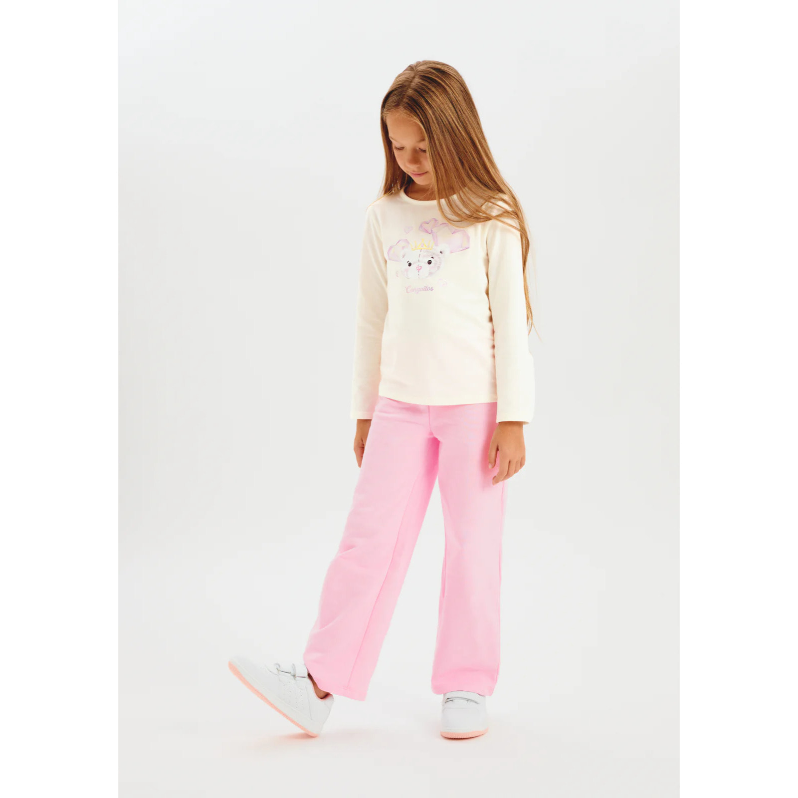 Camiseta Niña Manga Larga Con Estampado Frontal