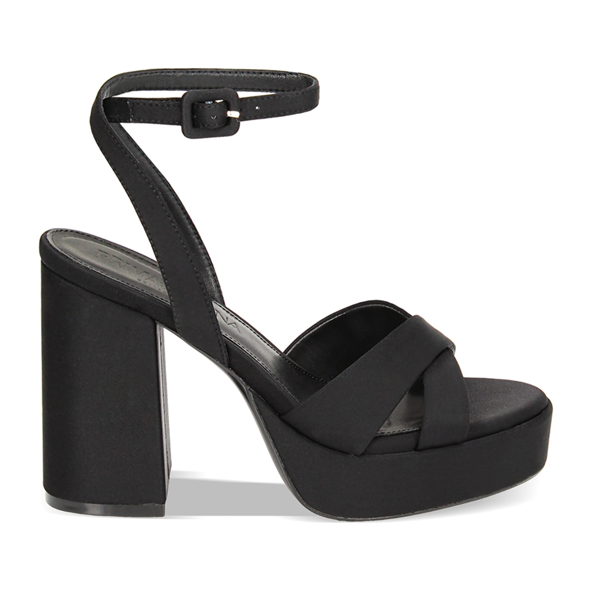 Sandalias negras con tacón en lycra