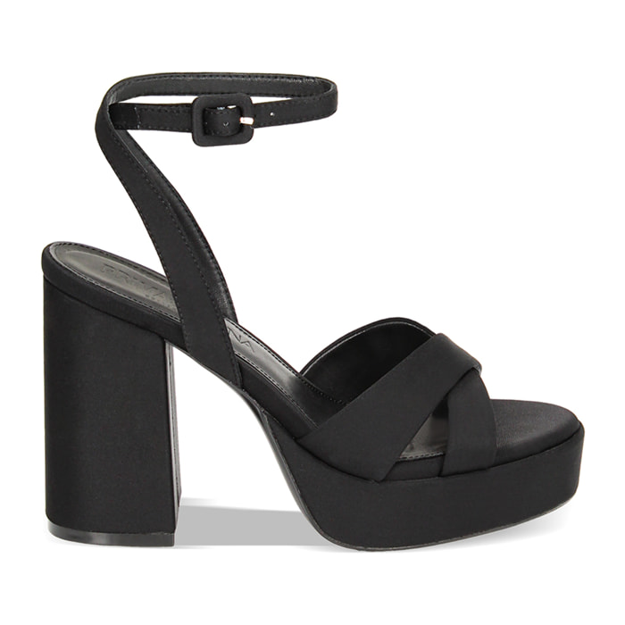 Sandalias negras con tacón en lycra