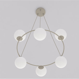 Lampada a sospensione Azura in acciaio moka e vetro opale