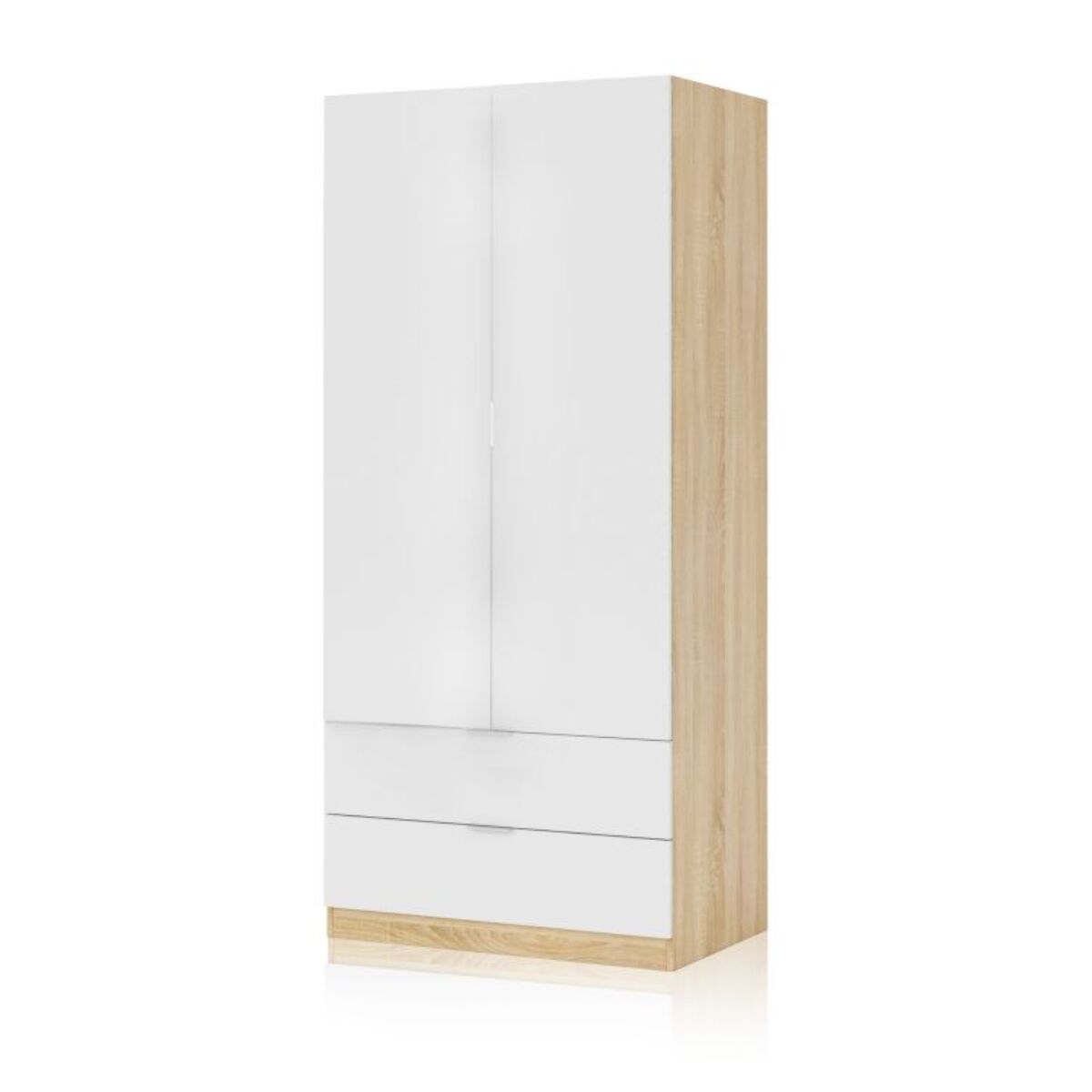 Armario Lark 2 Puertas 2 Cajones Blanco Artik (Blanco Mate) - Roble Canadian