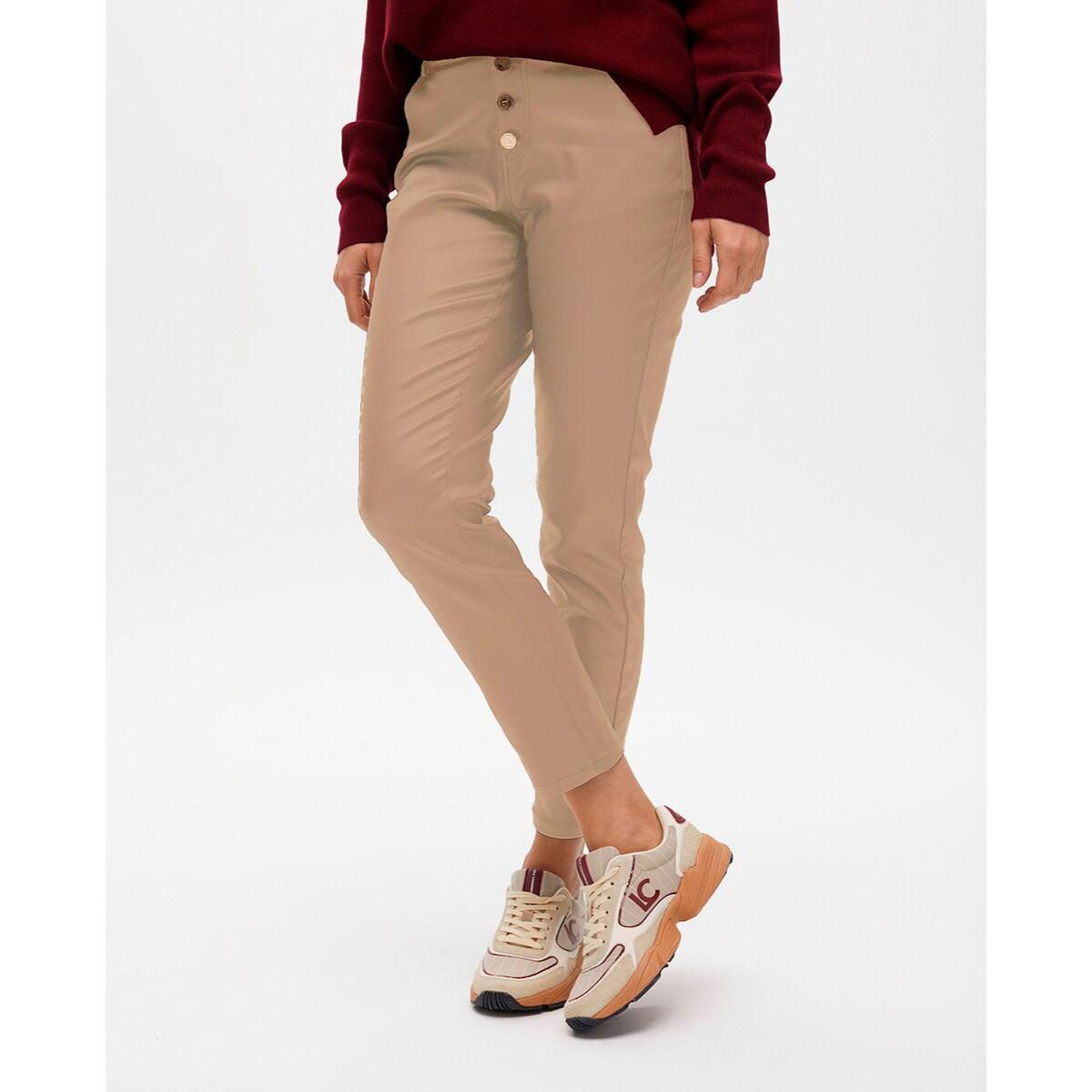 Pantaloni cerati svasati beige