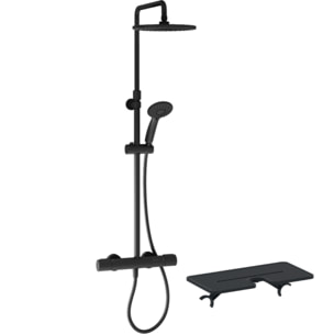Colonne de douche thermostatique Juliette noir mat + tablette de douche