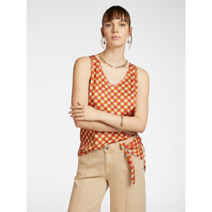 Elena Mirò - Top con estampado Monogram - Naranja sol