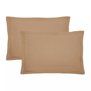 Lot de 2 taies percale de coton uni marron La percale caramel