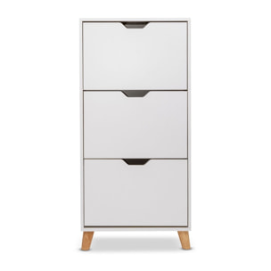 Plana - Scarpiera Salvaspazio 3 Ante 55x116x25 cm 18 Paia in Legno Bianco