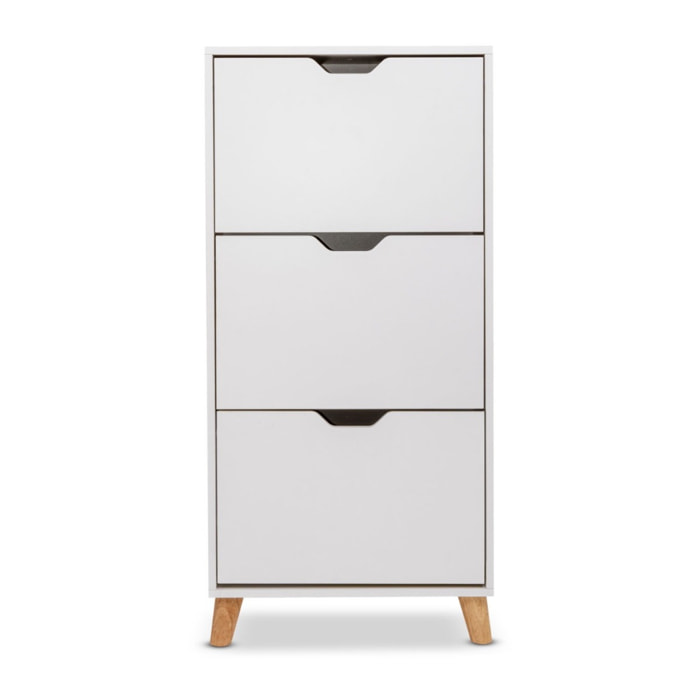 Plana - Scarpiera Salvaspazio 3 Ante 55x116x25 cm 18 Paia in Legno Bianco