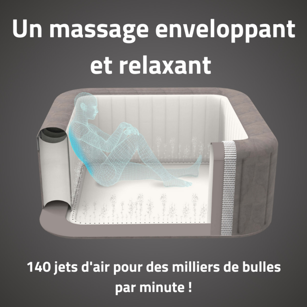 Bestway Spa gonflable carré Lay-Z-Spa Rome Smart AirJet EnergySense avec WiFi 4-6 personnes