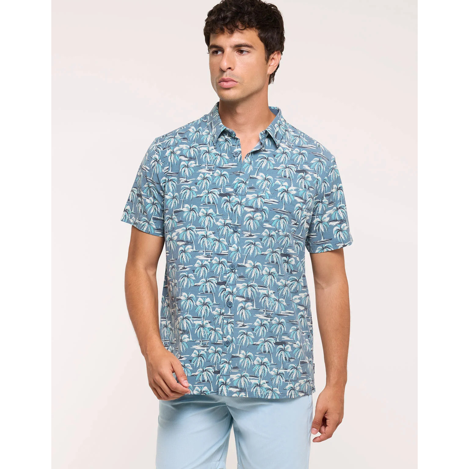 Camisa Estampado Tropical Azul - Pastelpalm