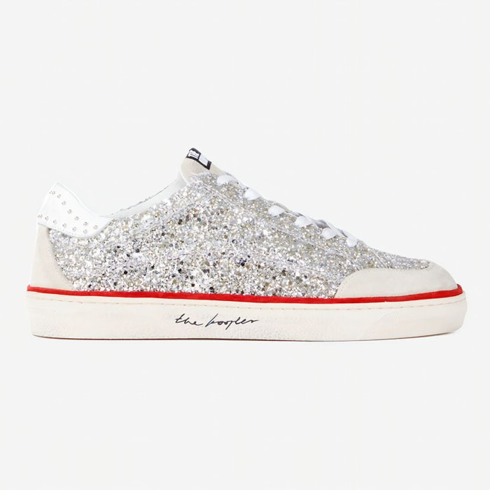Sneakers - cuero - blanco y plateado