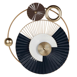 Adorno Pared Metal Azul Dorado 71x6x77 Cm