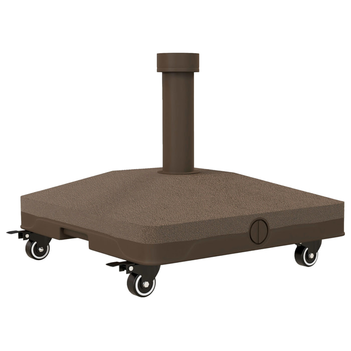Base para Sombrilla con Ruedas, 2,5 kg, Soporte de Parasol de HDPE, Pie para Sombrilla con Postes Ø22 mm a Ø38 mm, Rellenable de Arena 18 kg o Agua 16 kg, para Jardín, Patio, Terraza, Marrón