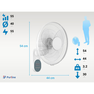 Ventilateur mural avec minuterie et 3 vitesses
