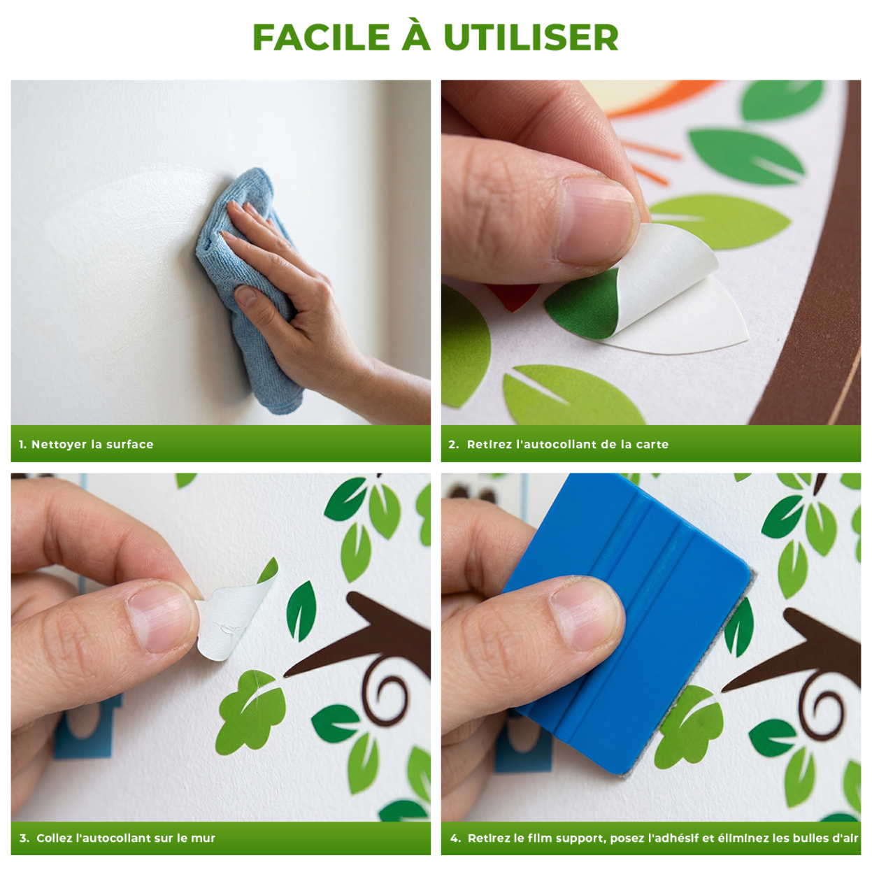 Stickers Muraux décoration adhésifs Arbre et Animaux