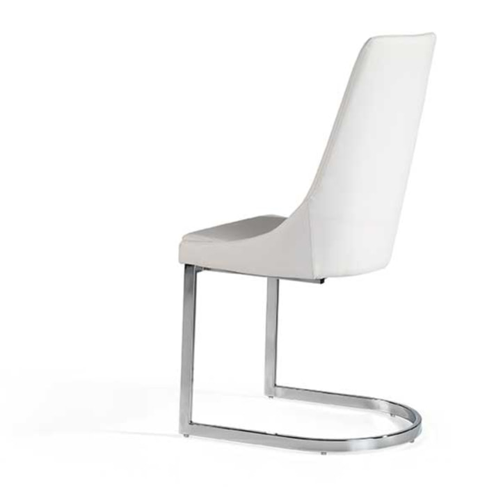 Set de 2 sillas – Polipiel blanca y estructura cromada