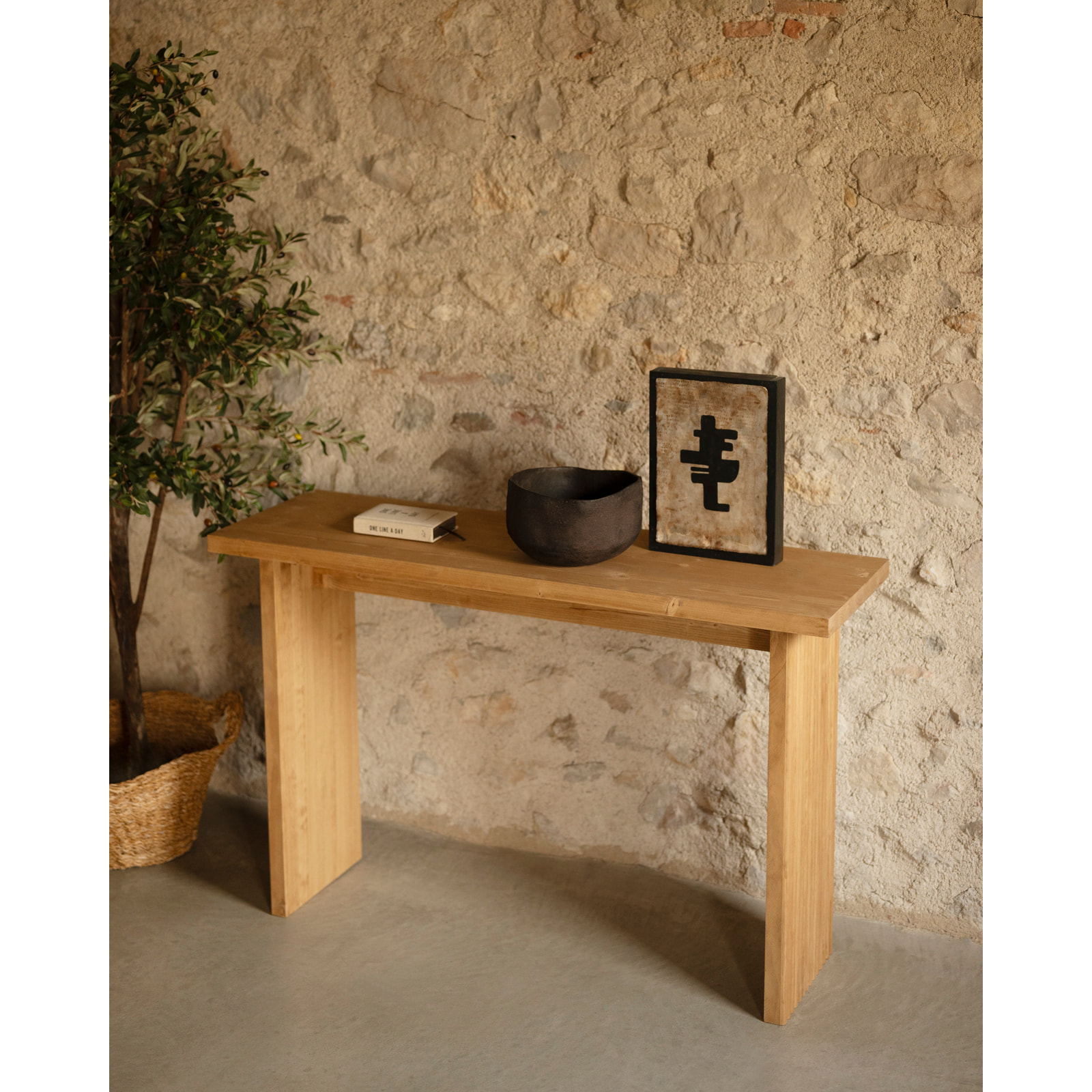 Console en bois massif ton chêne moyen de 120x80cm Hauteur: 35 Longueur: 120 Largeur: 80