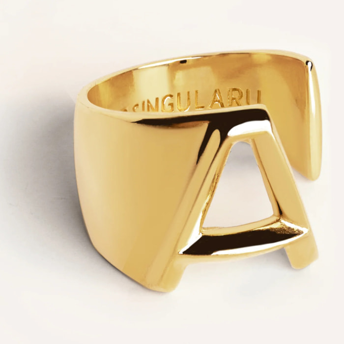 Anillo Personalizado Letter Signet Baño Oro