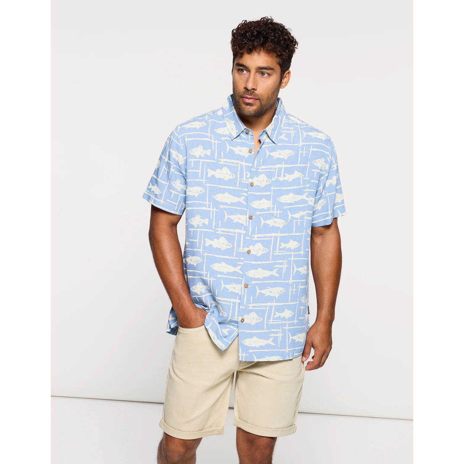 Camisa Manga Corta Azul Celeste - Moofy