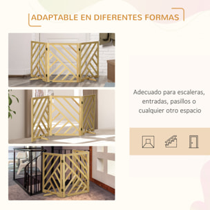 Barrera de Seguridad Plegable para Perros de 3 Paneles 181x35x76 cm Natural