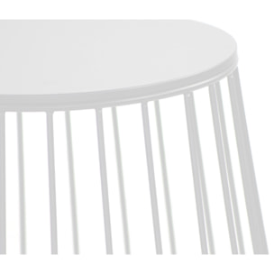 Tavolino da caffè 41,5x43 cm bianco in metallo con ripiano in legno