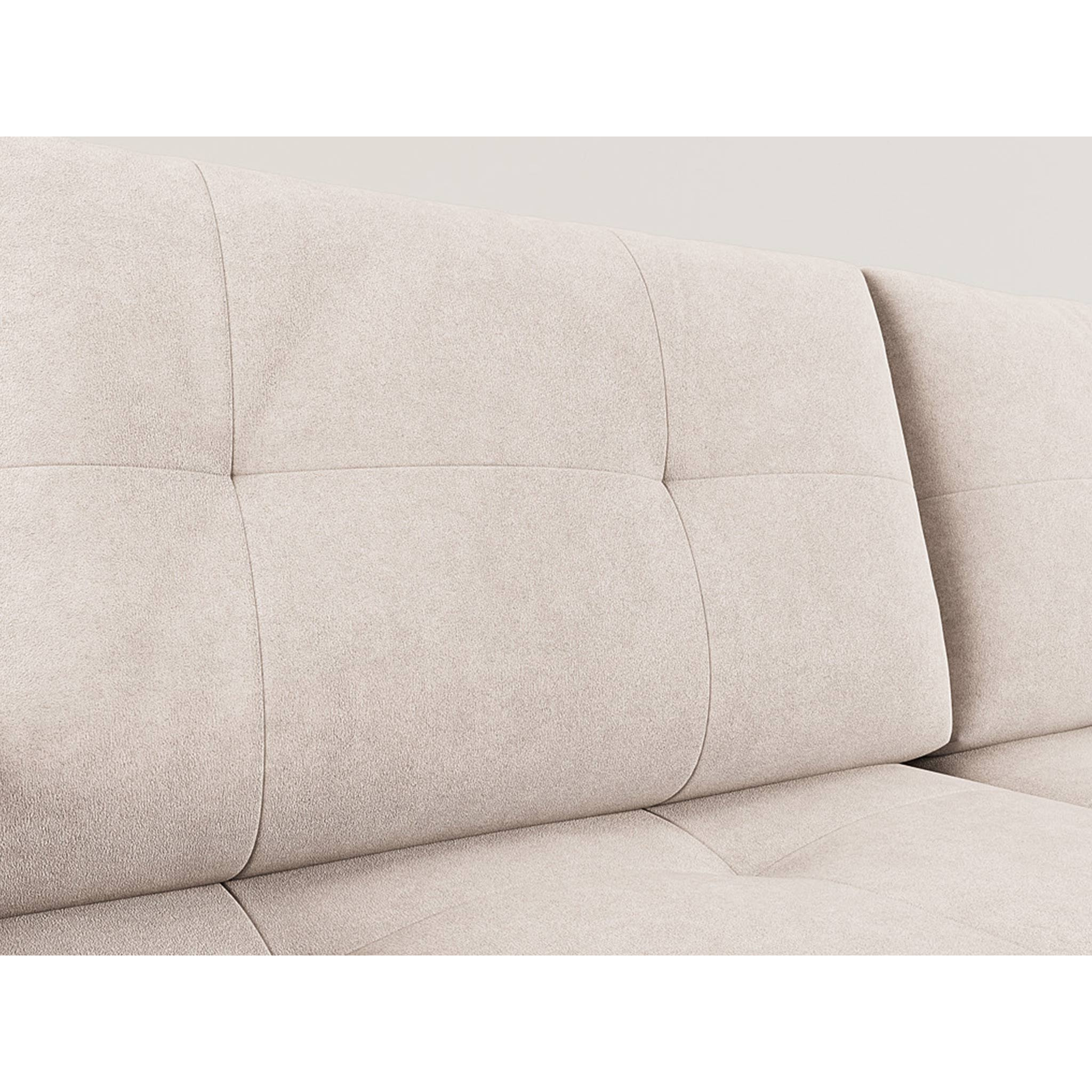 Bastian - canapé panoramique en U 7 places convertible avec coffre en velours texturé - Beige