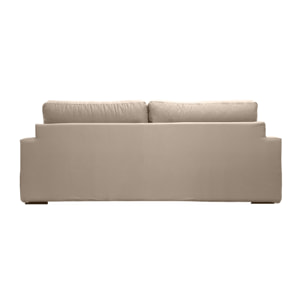 Canapé 4 pl TRESSIN 210 cm fixe tissu coton Taupe - 100% déhoussable - Fab. France