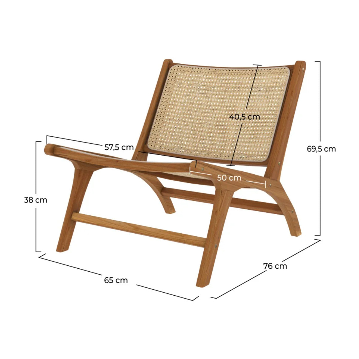 Fauteuil en teck et tressage cannage en rotin - Kilka