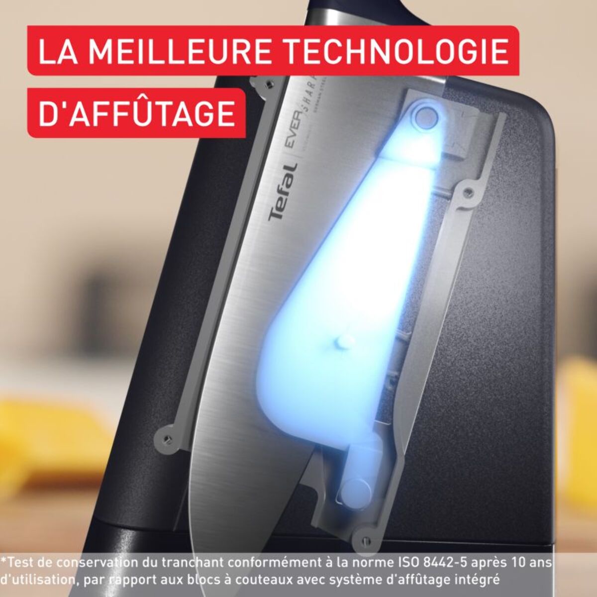 Bloc couteaux TEFAL Eversharp Pro inox 5pcs + ciseaux