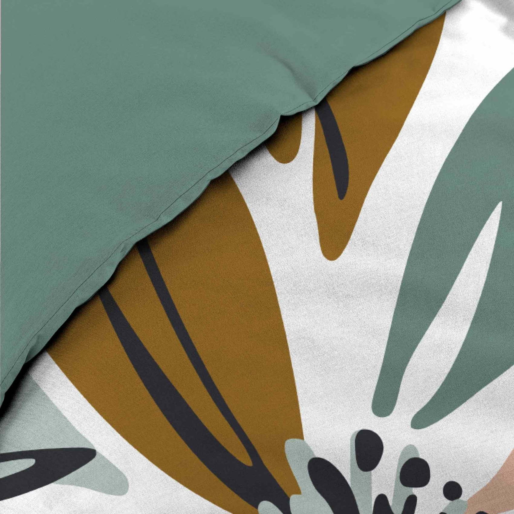 Parure de lit en coton motif floral avec double face imprimée - Vert