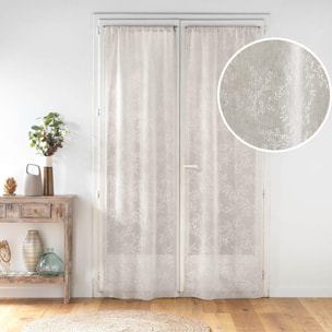 Paire de voilages passe-tringle en voile tissé motif feuillage - Taupe