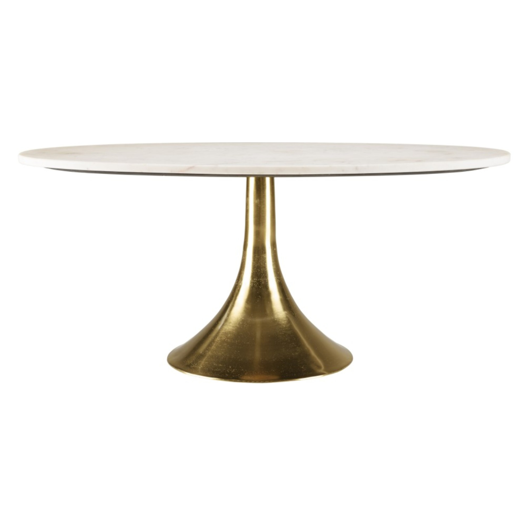 JAMES - Table basse 100x56cm plateau marbre pied évasé doré