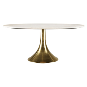 JAMES - Table basse 100x56cm plateau marbre pied évasé doré