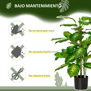Planta Artificial de 95 cm Árbol Imitación Hoja Perenne en Maceta de Cemento