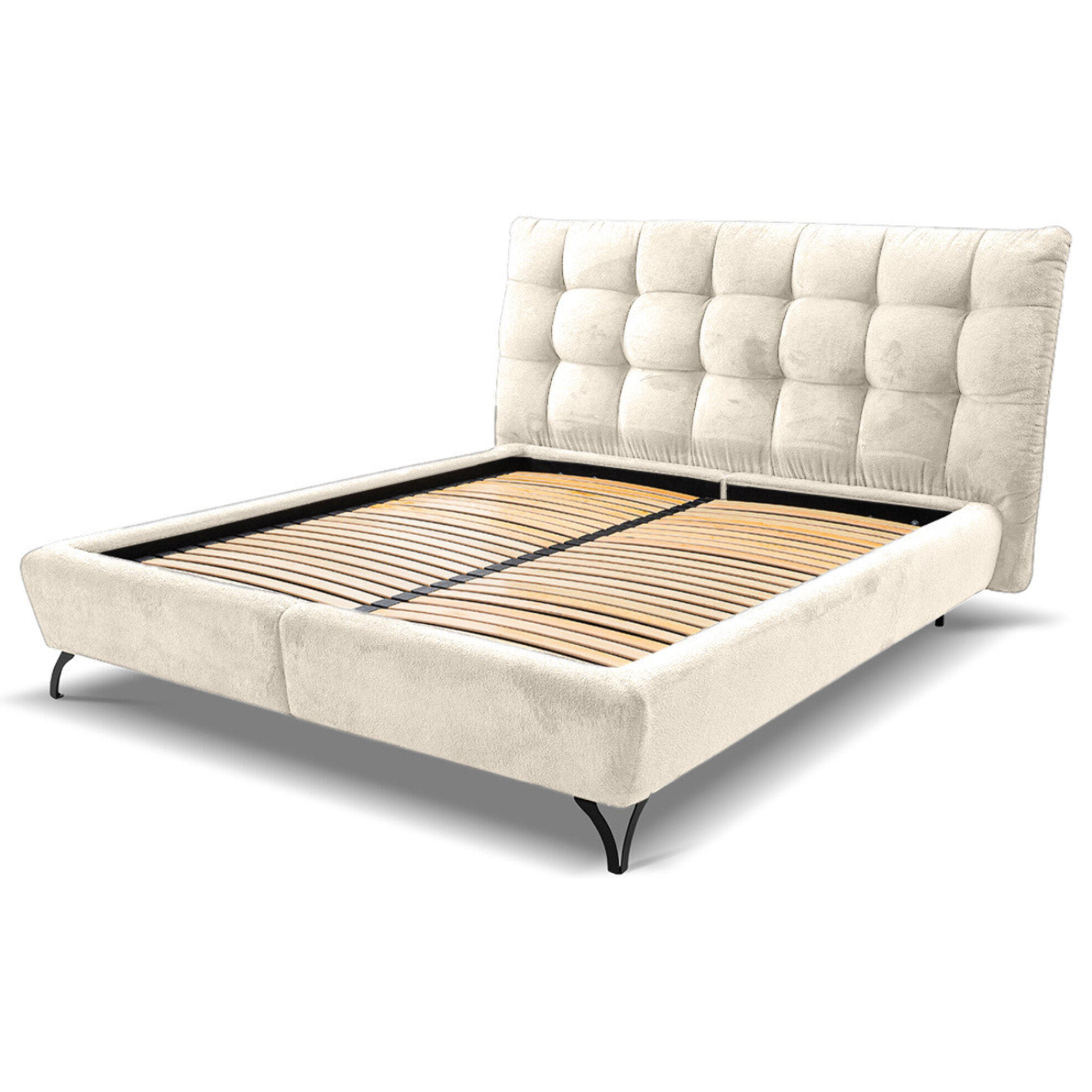 Sohan - lit coffre - 160x200 - en tissu bouclette - sommier inclus - Beige