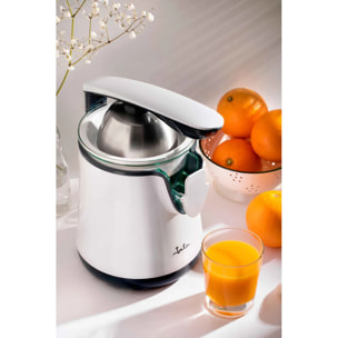Exprimidor de naranjas eléctrico JATA JEEX1058 con brazo. Lleva 2 conos