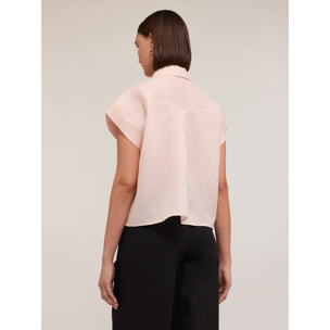 Motivi - Camisa de manga corta de lino - Rosa
