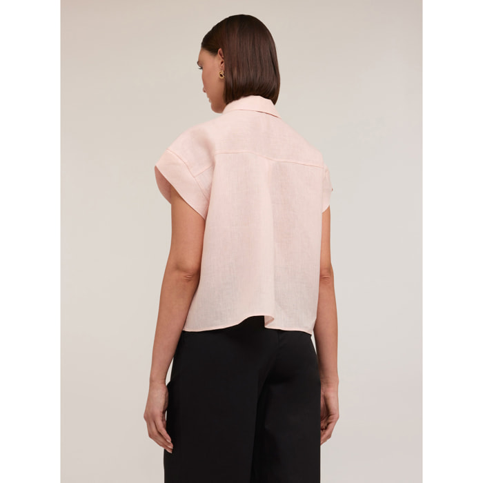 Motivi - Camisa de manga corta de lino - Rosa