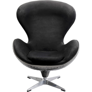 Fauteuil pivotant Lounge noir et gris rivets Kare Design