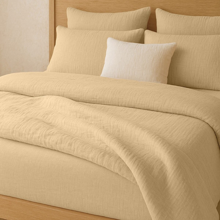 Housse de couette gaze de coton lavé ecru naturel