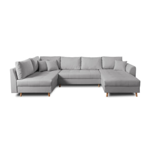 Rune - canapé panoramique avec pouf d'appoint - 7 places - style scandinave - gauche - Gris clair