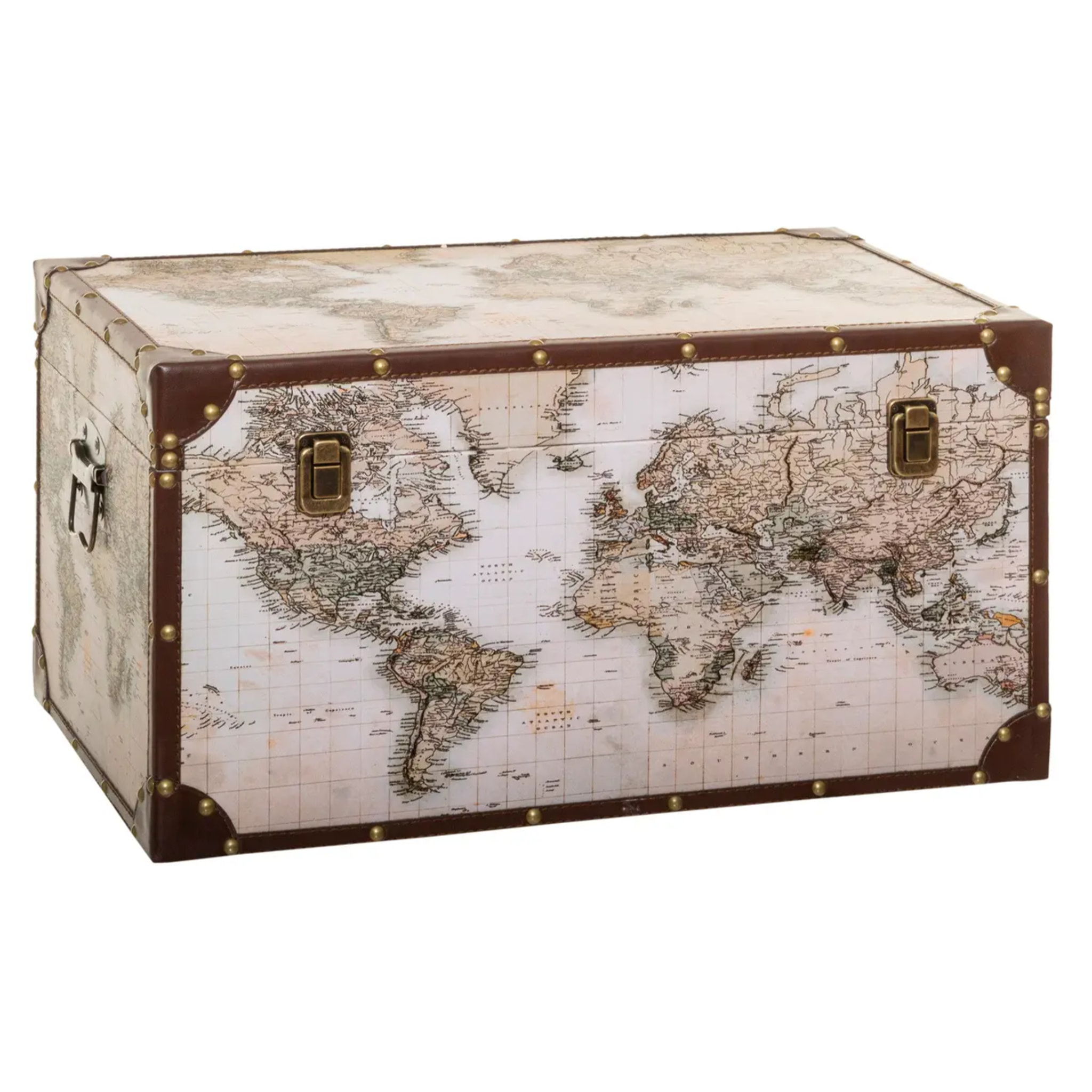 Set de 4 malles "Anzo" map monde bois