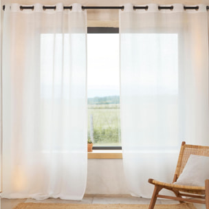 Rideau voilage 100% lin fluide - Blanc