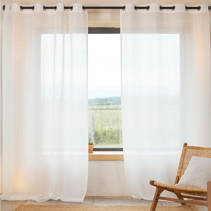 Rideau voilage 100% lin fluide - Blanc