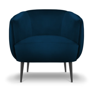 Fauteuil "Cyrille" en velours bleu marine