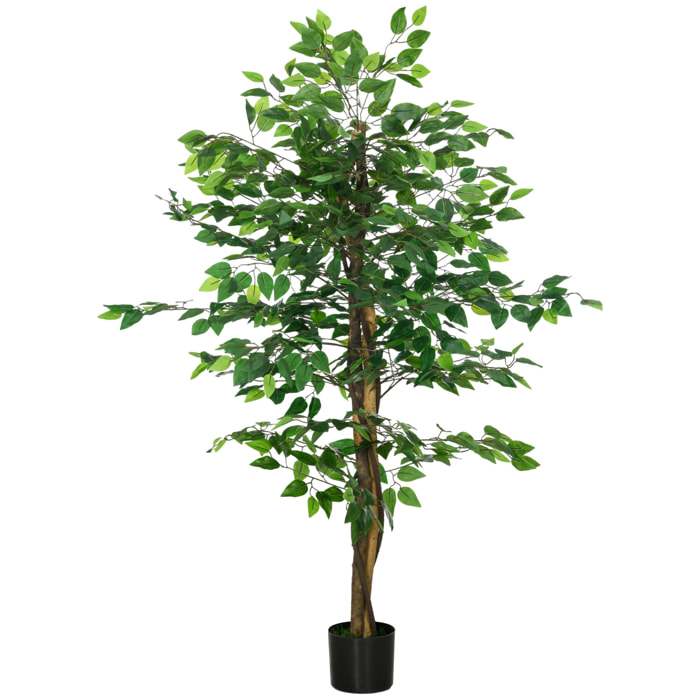 Arbre artificiel plante artificiel ficus hauteur 1,5 m tronc branches liane lichen feuilles grand réalisme pot inclus