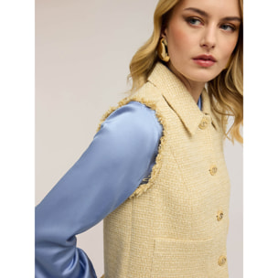 Motivi - Gilet in bouclé con frange - Giallo