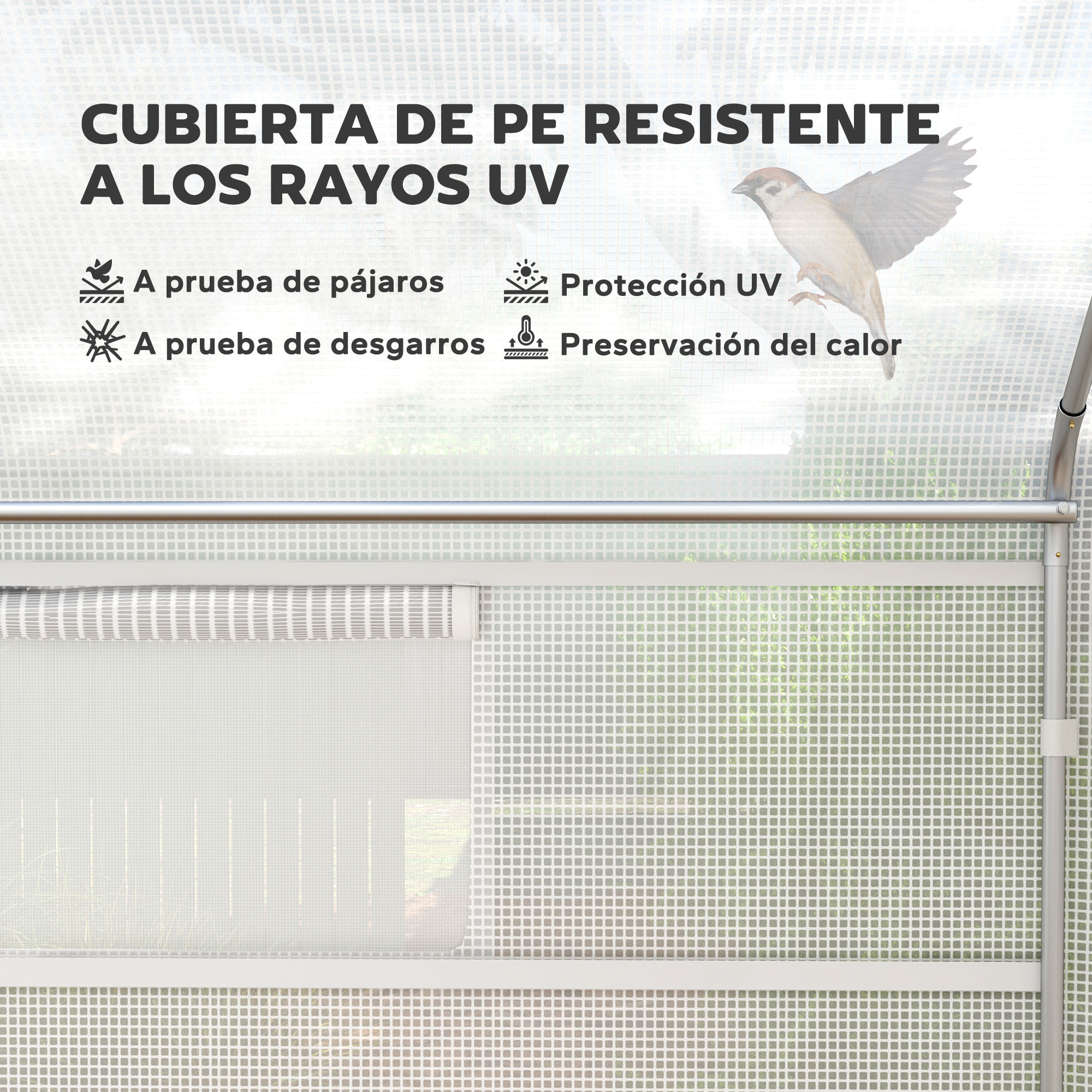 Invernadero de Exterior 4x3x2 m Invernadero de Túnel con 2 Ventanas Cubierta de PE Anti-UV y 1 Puerta Enrollable con Cremallera Invernadero para Jardín Patio