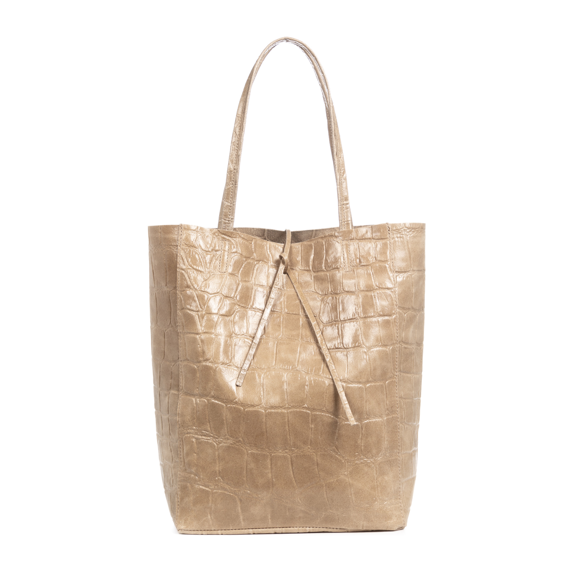 Sefora Borsa Shopper Donna.Pelle autentica Camoscio Stampato Coccodrillo Grande